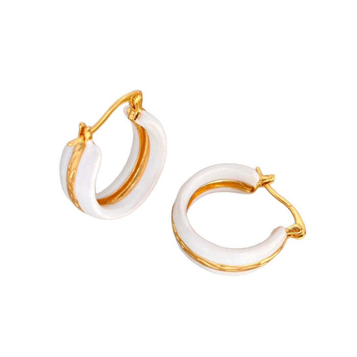 Wholesale New hammer texture C-shaped ear buckle with fashionable and high-end feel, drop glaze design, personalized temperament, versatile earrings