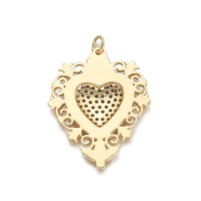 Wholesale Love Gold-plated Pendant Peach Heart Zircon Accessories JDC-BT-YJ006