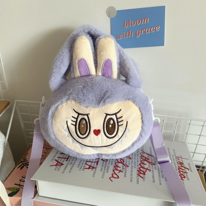 Wholesale Cartoon Cute Little Round Bag,  Cute Girl' s Autumn and Winter Hand-Carrying Mini Doll Bag,  Furry Cross-Body Coin Purse,  Grab Bag