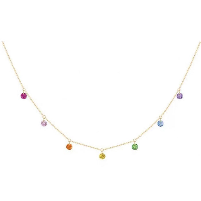 Wholesale Clavicle Chain Gold Versatile Light Luxury Rainbow Zircon