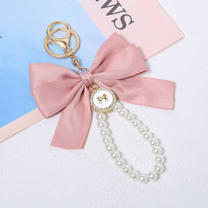 Wholesale Large Pearl Bow Keychain Pendant Ribbon Cloth Accessories Headset Bag Decoration
