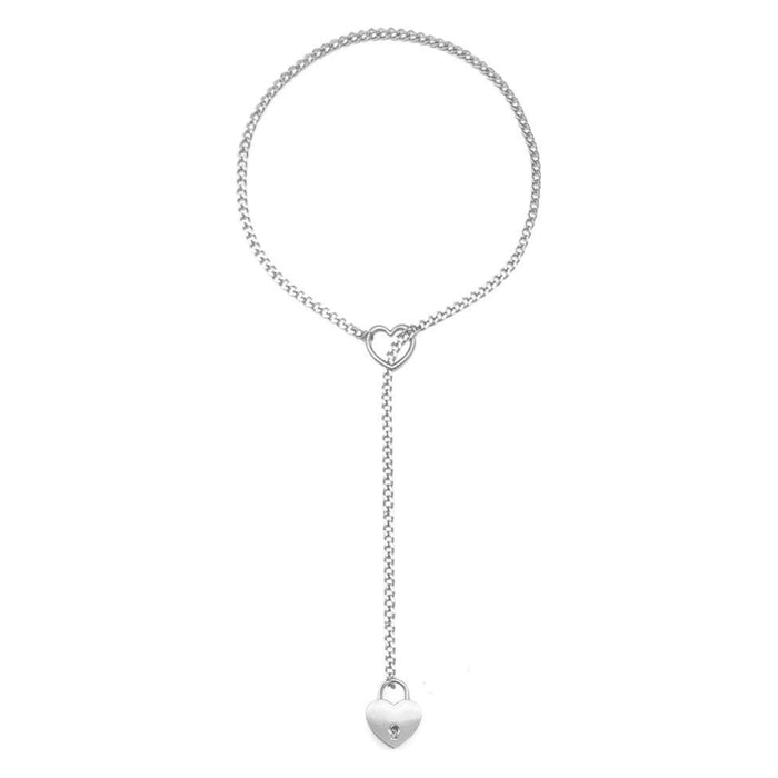 Wholesale New Fashion Love Lock Peach Heart Necklace Stainless Steel Plated Necklace Punk Necklace Decoration