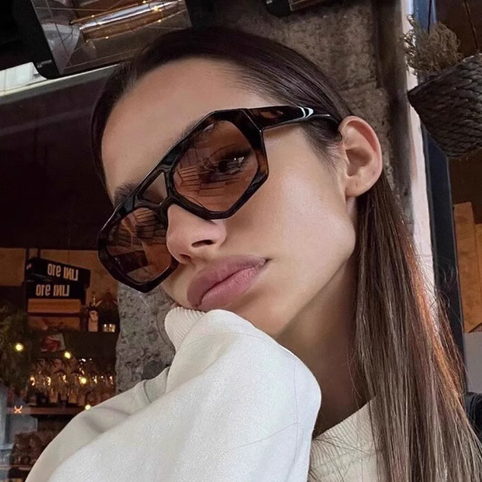Wholesale Large frame polygonal sunglasses for women, fashionable and personalized sunglasses, internet famous retro street photography glasses