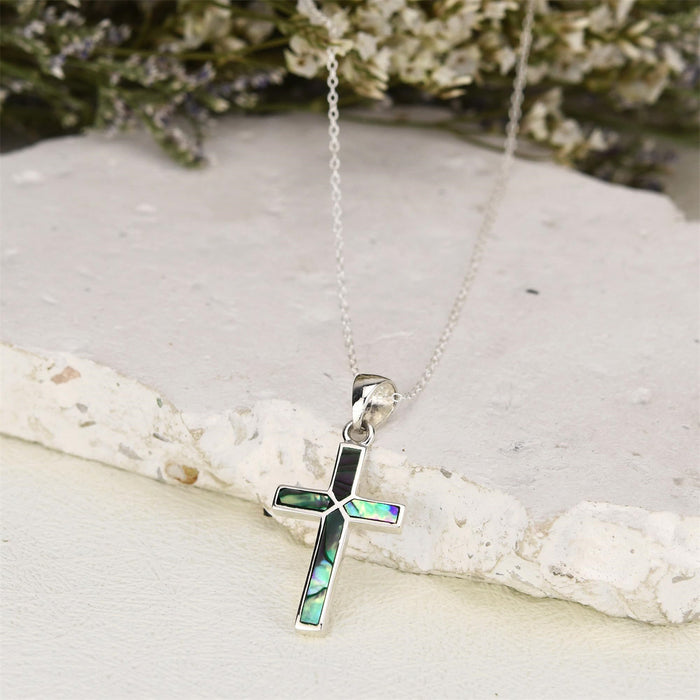 Wholesale Faith Color Cross Inlaid Stainless Steel Pendant Necklace
