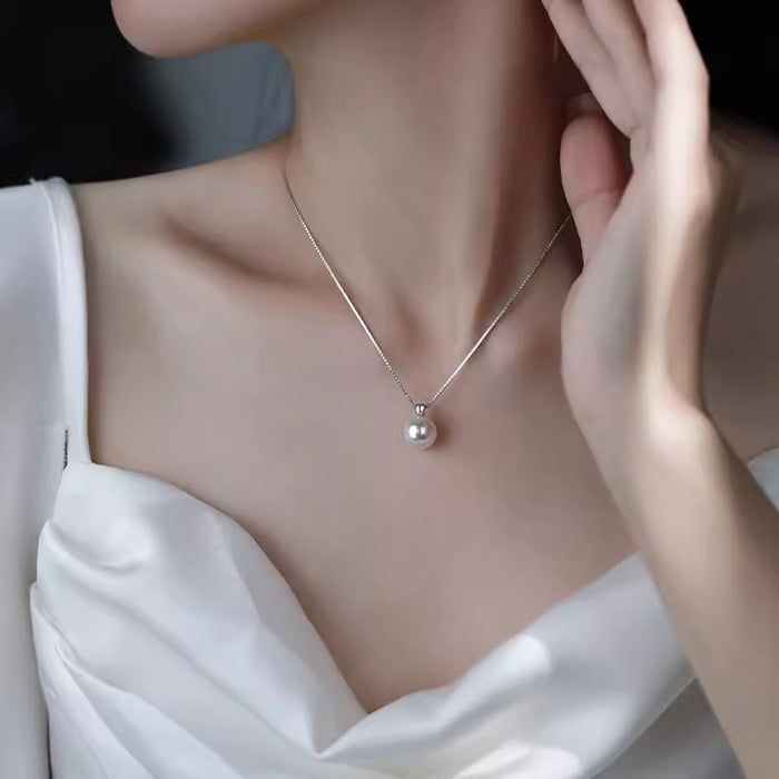 Wholesale Silver pearl pendant necklace, women's new style temperament, collarbone chain, high-end feeling, light luxury, niche necklace accessories