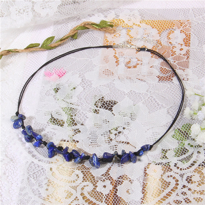 Wholesale Irregular gemstone necklace with turquoise pendant sweater chain