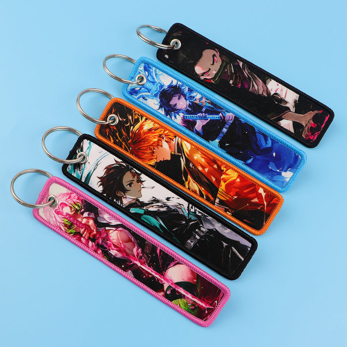 Wholesale Cartoon woven keychain lanyard  access control  ornaments fabric keychain