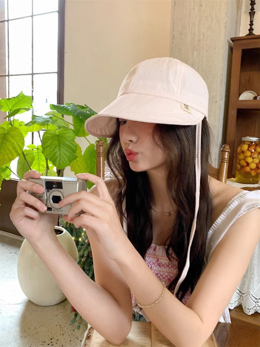 Wholesale Sunshade hat, women's fisherman hat, striped lightweight folding duck tongue hat