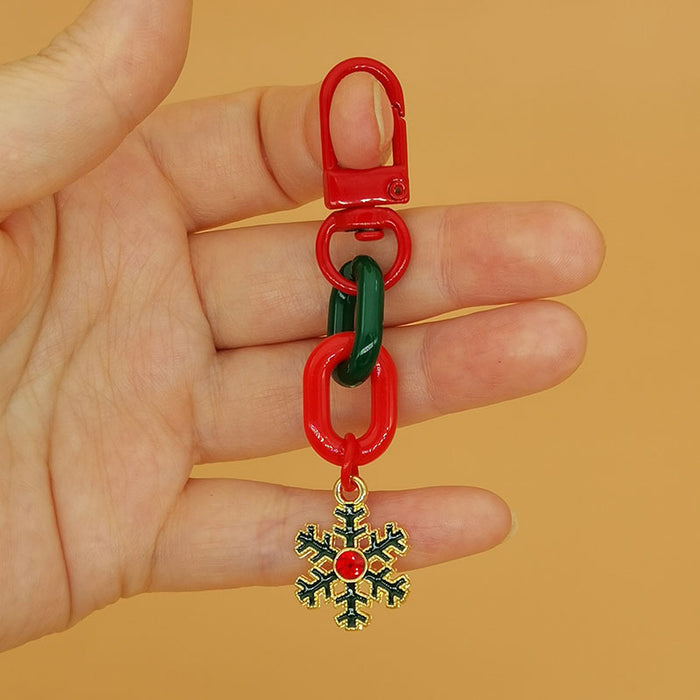 Wholesale Christmas Keychain Pendant Cute  Snowflake Elk Tree Snowman Mobile Phone Chain Bag Pendant