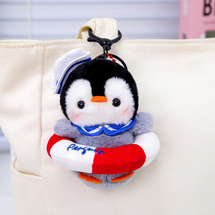 Wholesale Cute Little Shark Pull String Pendant Happy Penguin Keychain Plush Toy Bag Pendant Gift