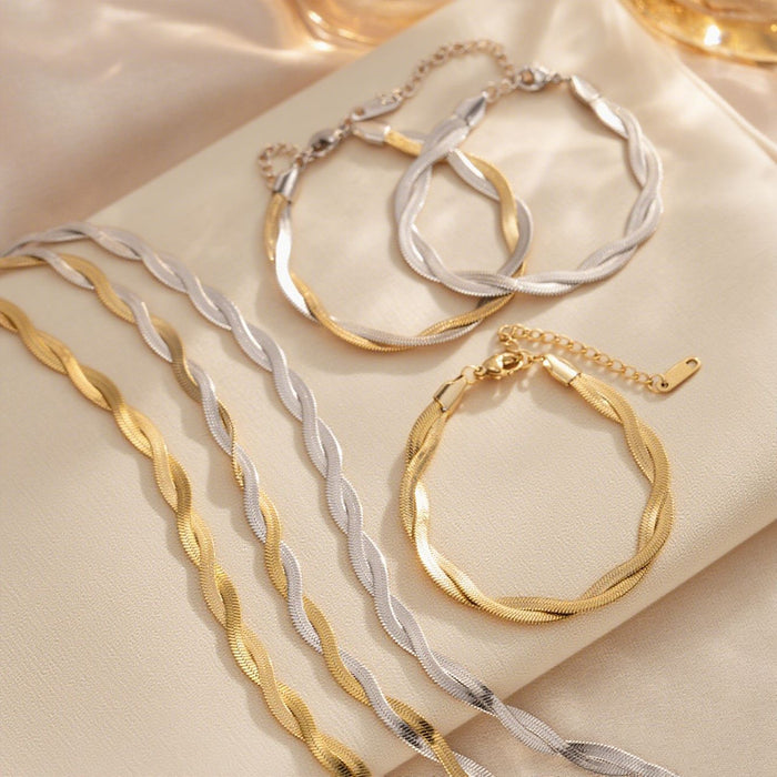 Wholesale 2pcs Simple and stylish  snake chain cross- hop jewelry chain set stainless steel chain necklace