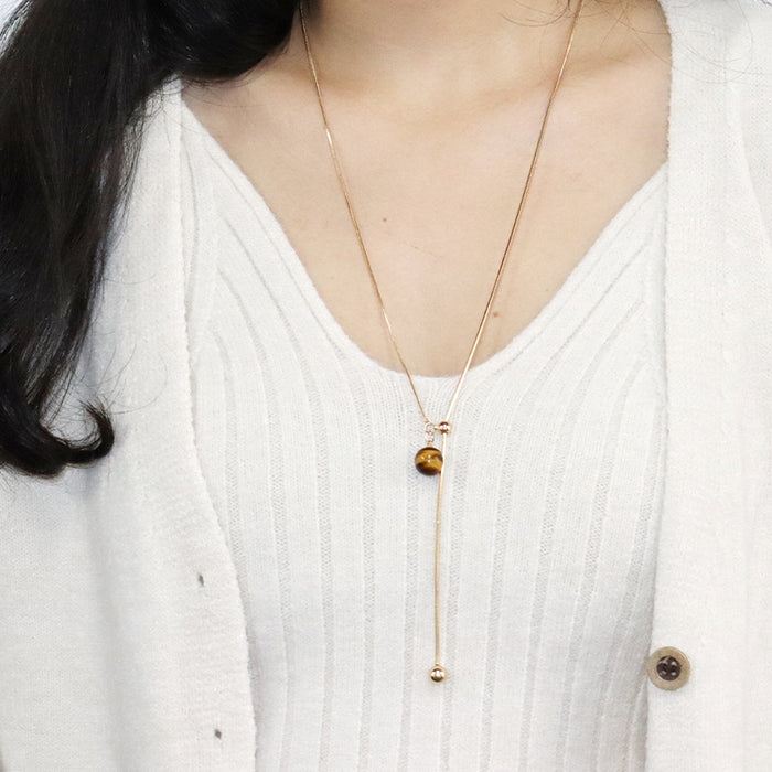 Wholesale Golden snake bone long necklace, pull-out sweater chain, high-end and versatile vintage necklace