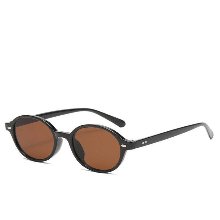 Wholesale Elliptical sunglasses, trendy and high-end sunshade sunglasses, artistic retro anti blue light flat mirror