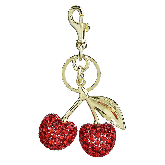 Wholesale lock ring full diamond cherry bag key chain cross-border fruit cherries