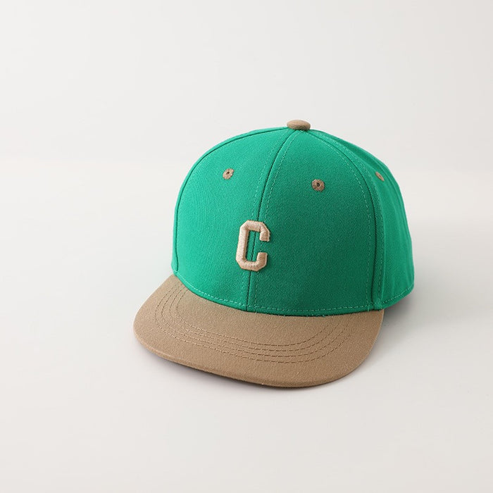 Wholesale Trendy Kids Embroidered Letter Flat Brim Baseball Cap Unisex Green Boston Sunscreen Casual Resale Accessory