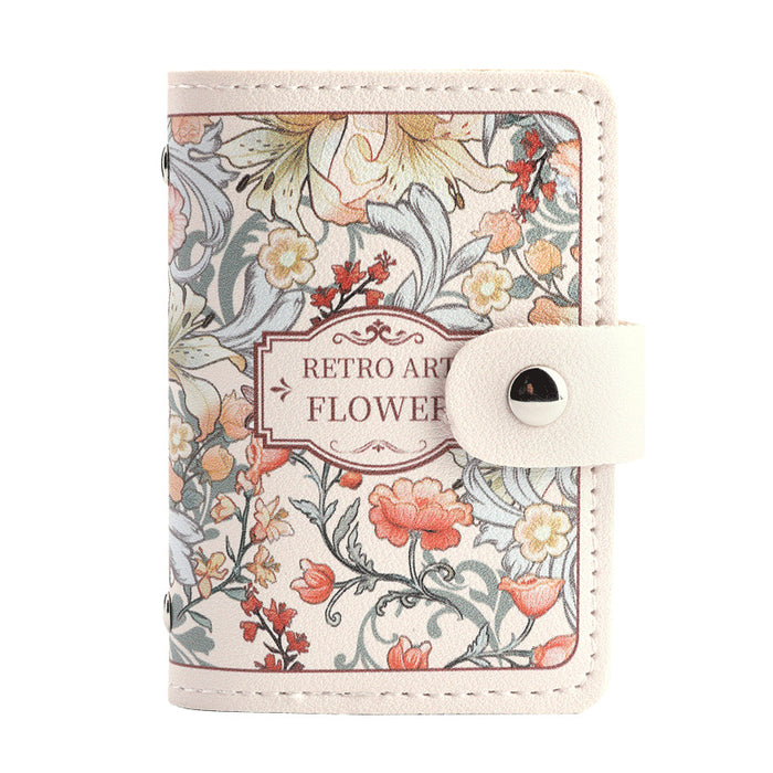 Wholesale Flower Oil Painting Card Bag Women's Retro Style Multi-Card Bank Card Bag Certificate Bag Women's Large Capacity Card Bag