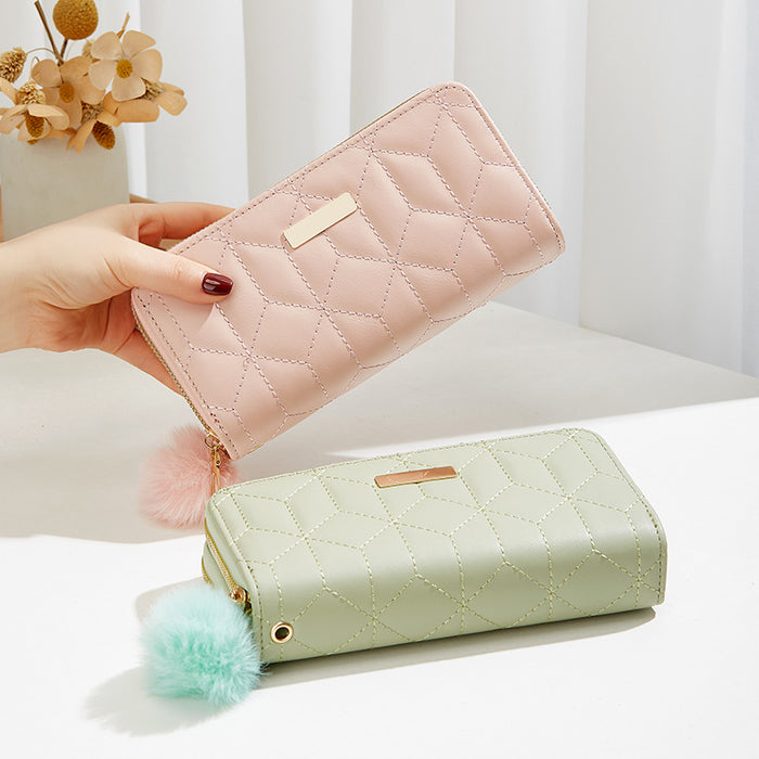 Wholesale Women's Bag New Wallet Women's Double Zipper Long Clutch Bag Fashion Double Layer Wallet Mobile Phone Bag JDC-WT-QJR009