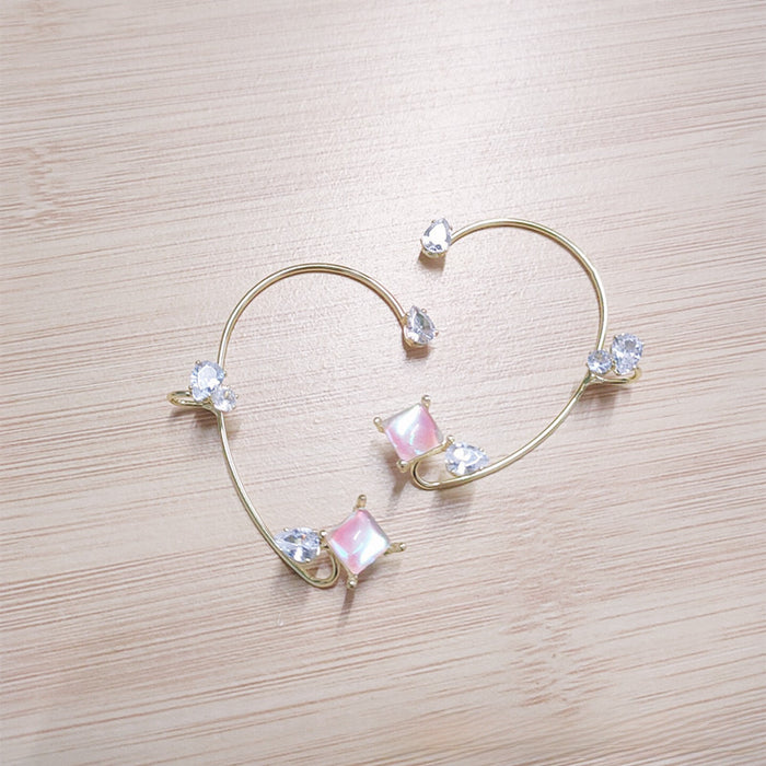 Wholesale Earless zircon crystal ear hooks with niche design, simple and personalized earrings