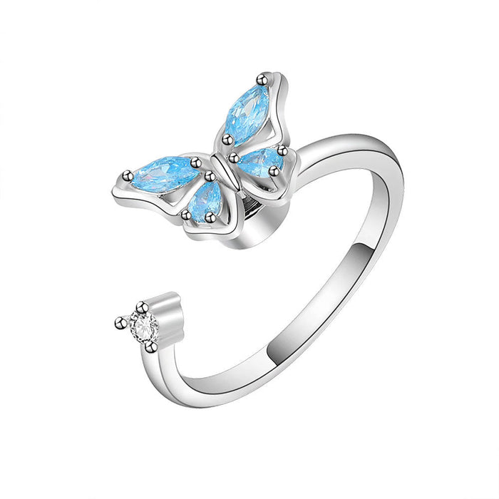 Wholesale Ring Cupronickel Rotating Butterfly Opening JDC-RS-YZM009