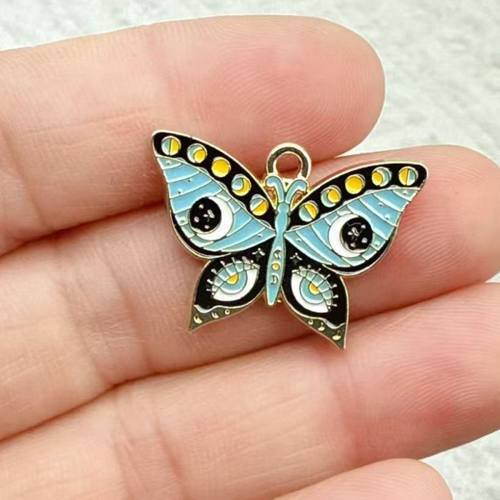 Wholesale 10pcs Colorful Alloy Butterfly and Moth DIY Bracelet Necklace Keychain Pendant