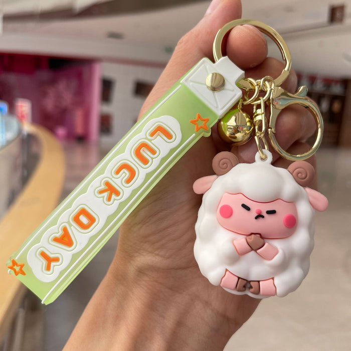 Wholesale Keychain couple exquisite cartoon backpack pendant car keychain claw doll machine small gift wholesale