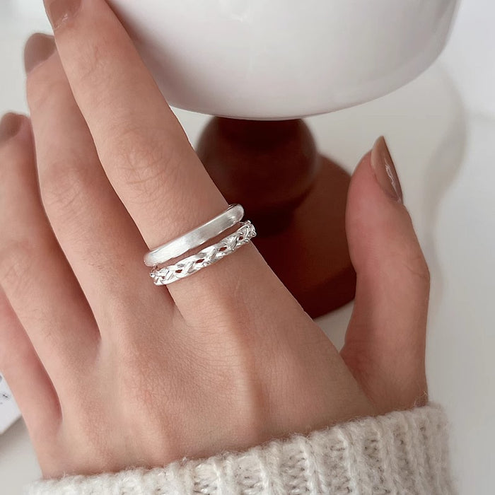 Wholesale Double layer brushed ring with adjustable opening, niche design, light luxury, fashionable, high-end feeling, new ring product