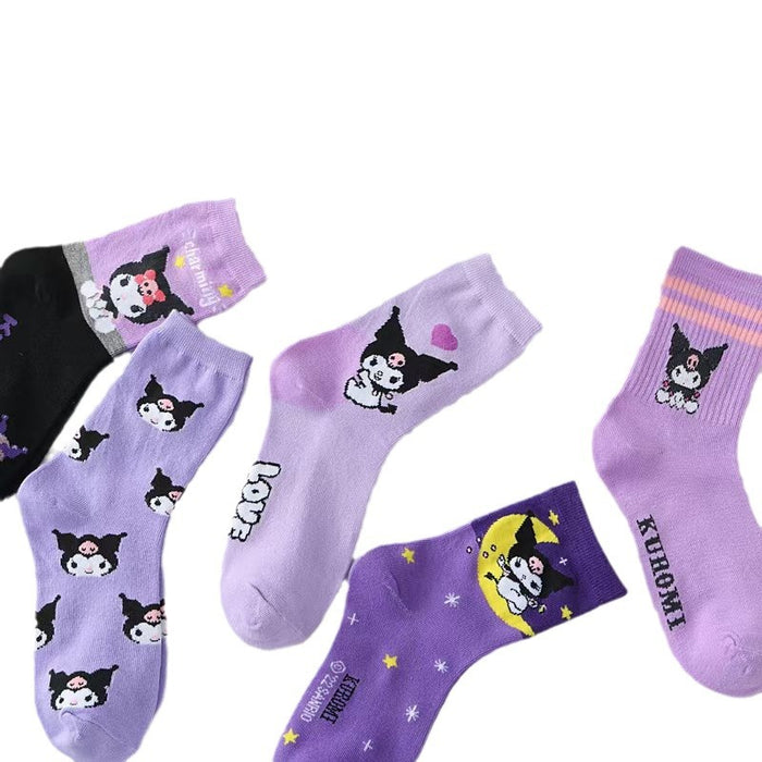 Wholesale cartoon purple combed cotton socks