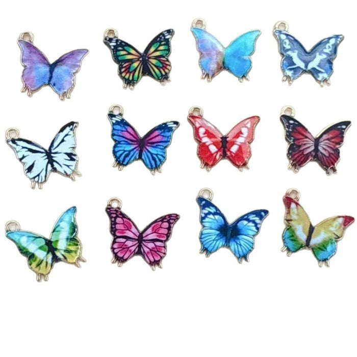 Wholesale 10 PCS DIY alloy enamel colorful butterfly single pendant charm