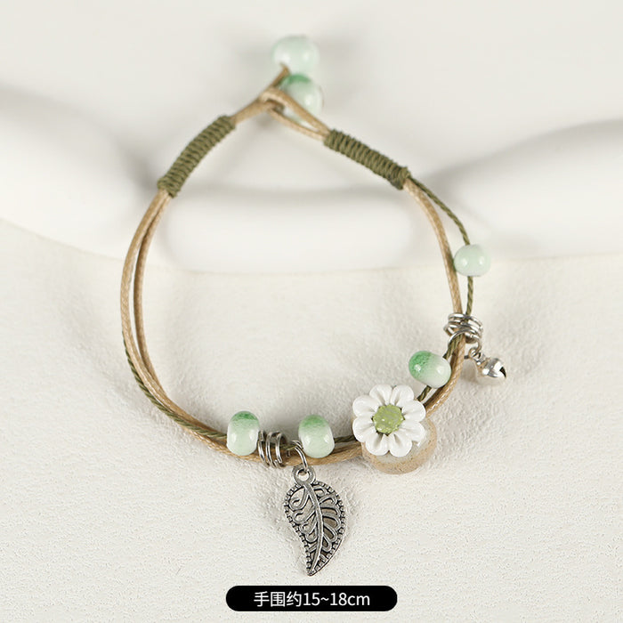 Wholesale Ceramic Flower Braided Bracelet JDC-BT-Luox002