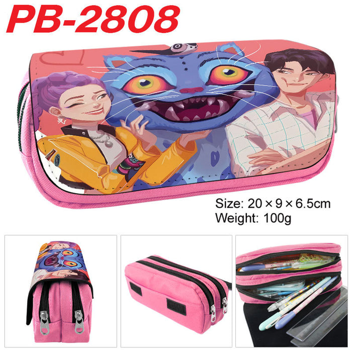 Wholesale Kpop pu full color cartoon student pencil case stationery box