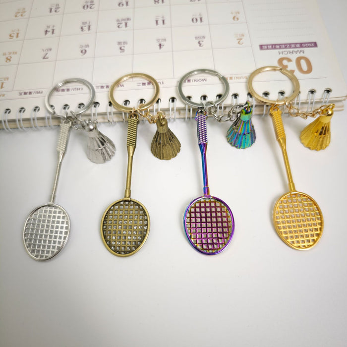 Wholesale Creative Golden Badminton Metal Badminton Personalized Keychain