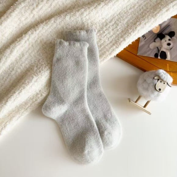 Wholesale Socks, mid tube socks, thick velvet, warm home floor socks, solid color sleep socks