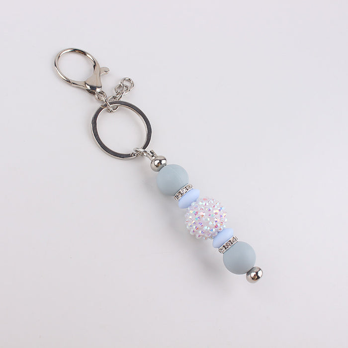 Wholesale Bling Bead Tassel Keychain Personalized Pendant Key Ring Bag Pendant Pendant Silicone Keychain