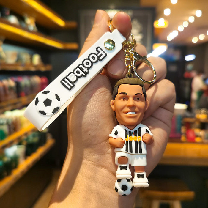 Wholesale Football keychain pvc car key ring
