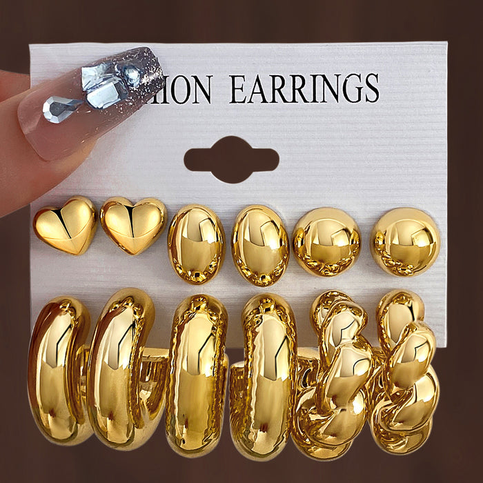 Wholesale 6-Pair Creative Gold Teardrop Earring Set