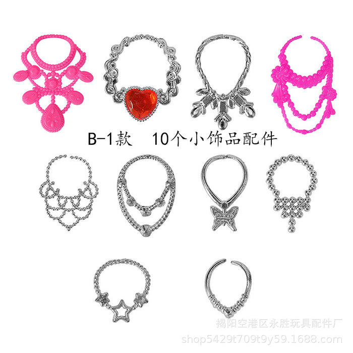 Wholesale Doll dress-up princess doll toy electroplated crown necklace earrings bracelet earrings accessories bag