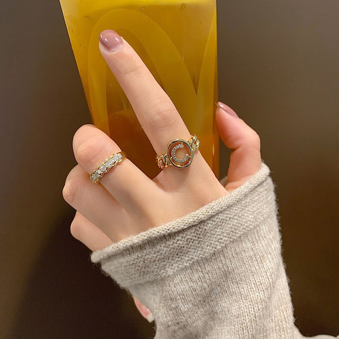 Wholesale Fashionable temperament, open mouth two-piece ring set, niche design, personalized combination, stacked index finger ring, ring