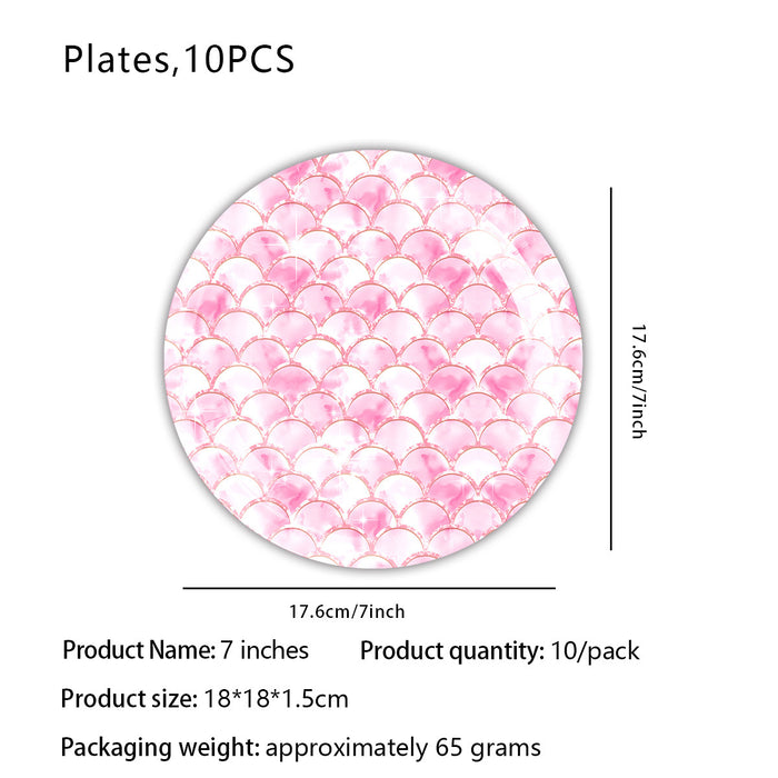 Wholesale Mermaid Theme Tableware Tablecloth Paper Cup Tissue Paper Tray Pink Fishtail Decoration Birthday Party Layout