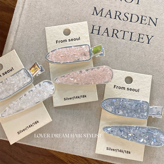 Wholesale  color solid color broken diamond hair clip sweet fashion seamless clip bangs hair accessories