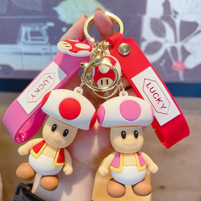 Creative Cartoon Game Mushroom PVC Soft Glue Keychains JDC-KC-JinB016