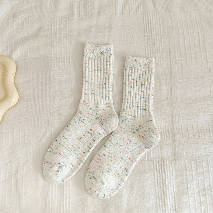 Wholesale Winter Thick Warm Wool Socks with Colorful Ideas, Versatile Mid Barrel Stacking Socks