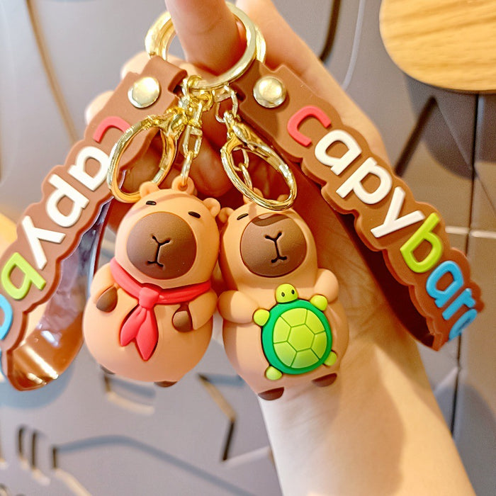 Wholesale Cartoon Keychain Internet Celebrity Cute Capybara Doll Children' s School Bag Pendant Car Key Chain Accessories
