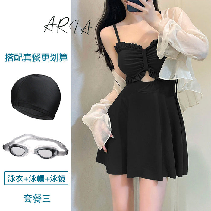 Wholesale New one-piece conservative skirt style avocado green high-end and sexy hot spring swimsuit