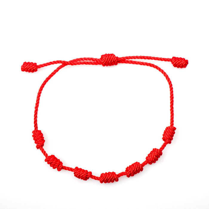 Wholesale Braided Red Rope Evil Eye Bracelet 7 Knots Evil Hamsa Palm Eye Pendant Hand Jewelry JDC-BT-NHong006