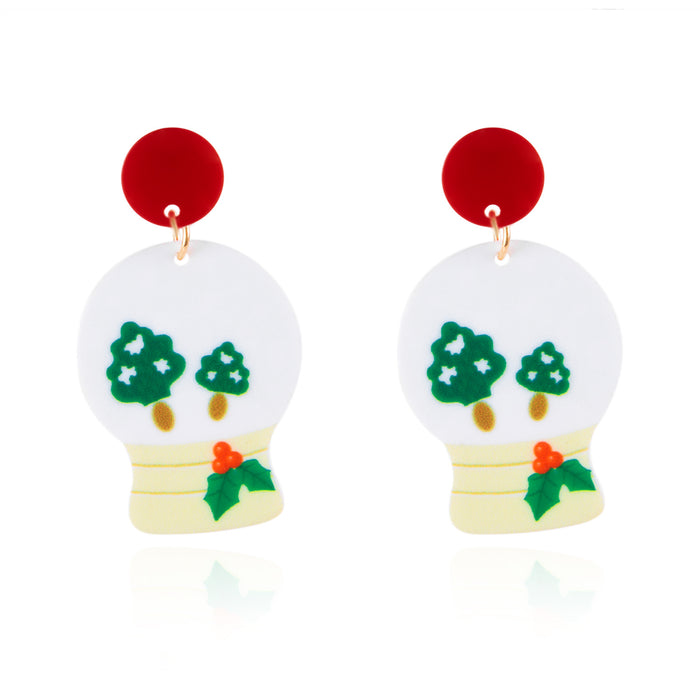 Wholesale Christmas acrylic earrings for women cute cartoon Christmas series elk bell pendant earrings