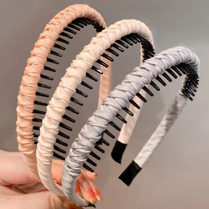 Wholesale Toothed anti slip face washing headband seamless braided hairband for controlling stray hairs
