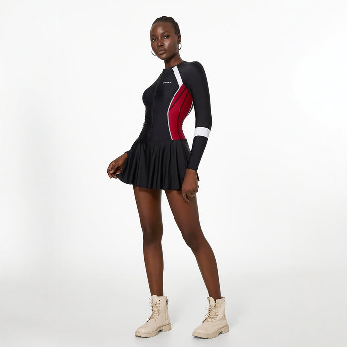 Wholesale Sports swimsuit long sleeved sunscreen slimming one-piece slim fit skirt style swimsuit