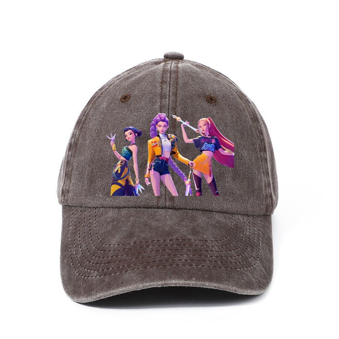Wholesale Kpop cartoon character washed baseball cap
