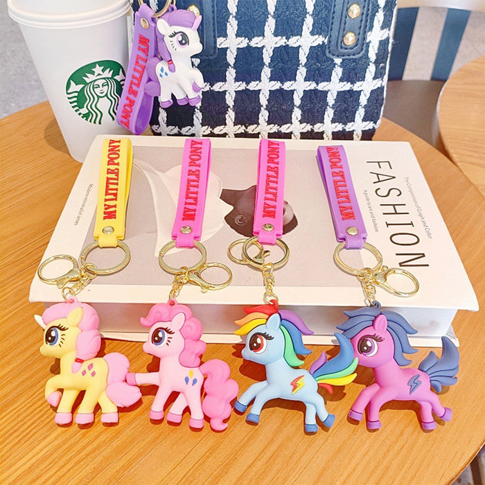 Wholesale Cartoon Pony Keychain Pendant Cute Unicorn Doll Female Backpack Car Key Chain