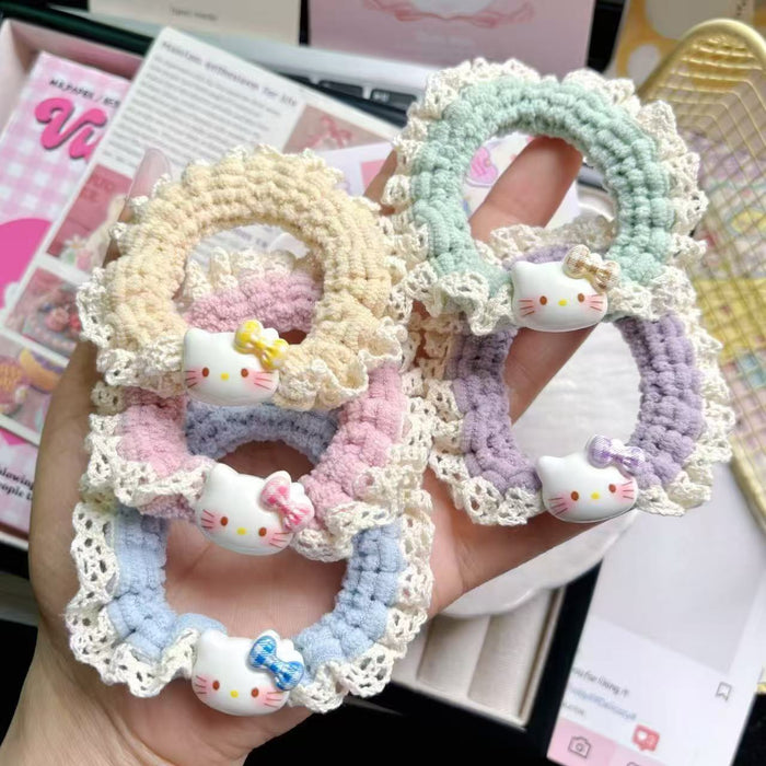 Wholesale Sweet Plaid Butterfly Cat Lace Hair Tie Ponytail Ins Cute Student Hair Accessory